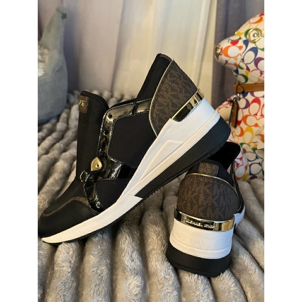 Michael kors mk LIvi trainer wedge sneakers fashion sz 10 - Picture 3 of 8